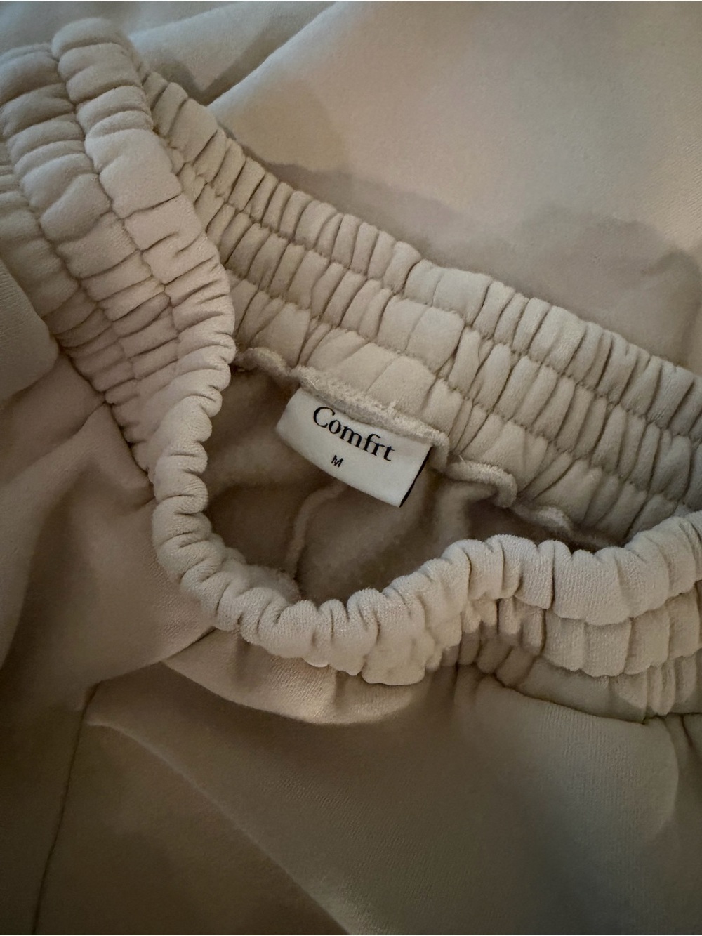 Comfrt Women’s Beige Sweat Set - 'Comfrt' Cozy Bottoms - Picture 2 of 3